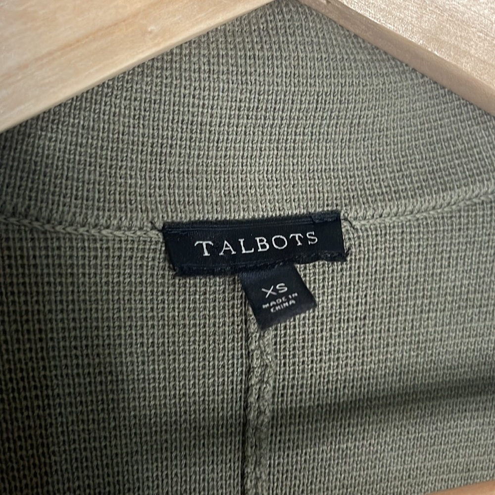 Talbots Olive Collared Sweater Jacket Blazer Card… - image 5